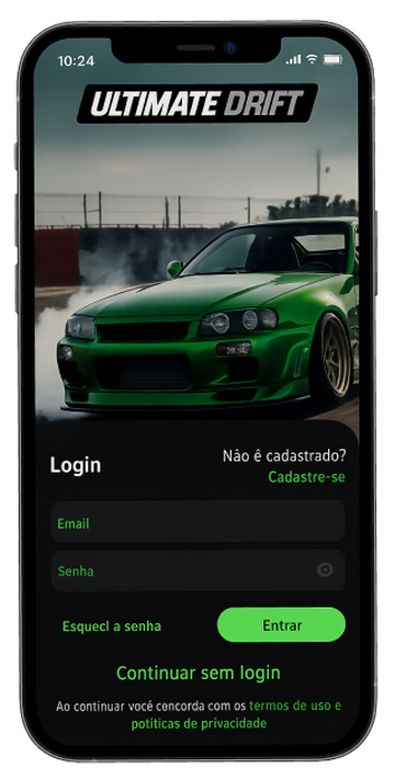 Ultimate Drift app — login screen